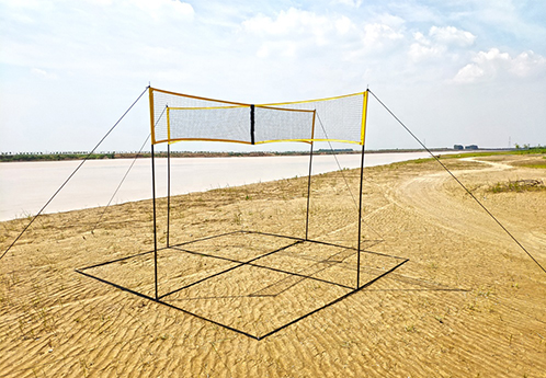 Large Stock Beach Camping Yard Game Portable Four Square Meets Beach Volleyball Net And Post Set