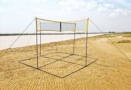 Large Stock Beach Camping Yard Game Portable Four Square Meets Beach Volleyball Net And Post Set